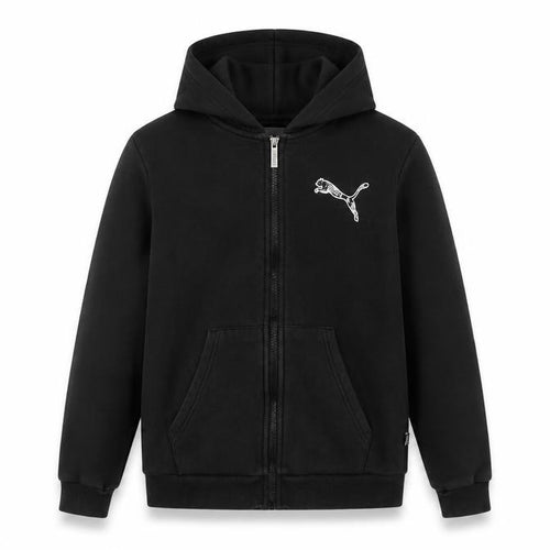 Puma Boys Black Full Zip Hoodie 14Y Fleece Logo Sportswear