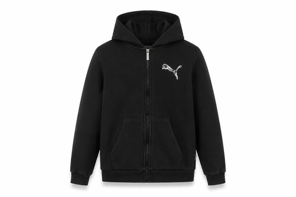 Puma Boys Black Full Zip Hoodie 14Y Fleece Logo Sportswear