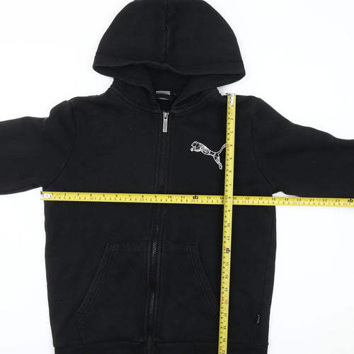 Puma Boys Black Full Zip Hoodie 14Y Fleece Logo Sportswear