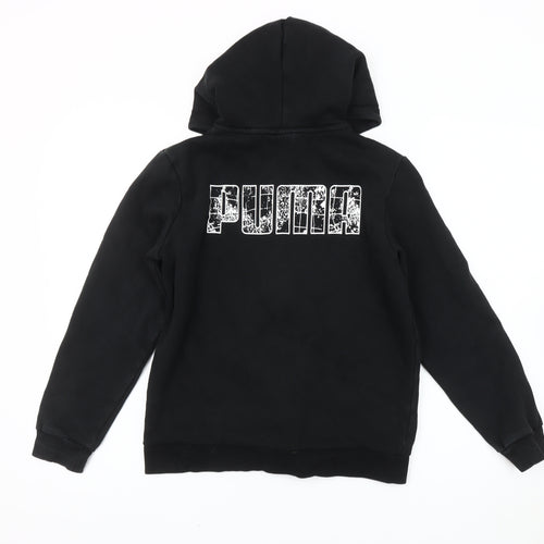Puma Boys Black Full Zip Hoodie 14Y Fleece Logo Sportswear
