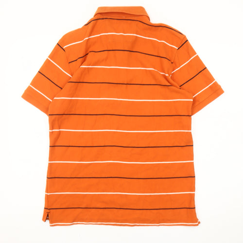 Nautica Men’s Orange Striped Polo Shirt M Cotton Short Sleeve