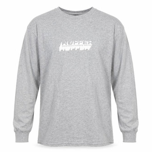 Huffer Men's Grey XL Long Sleeve Cotton Graphic T-Shirt
