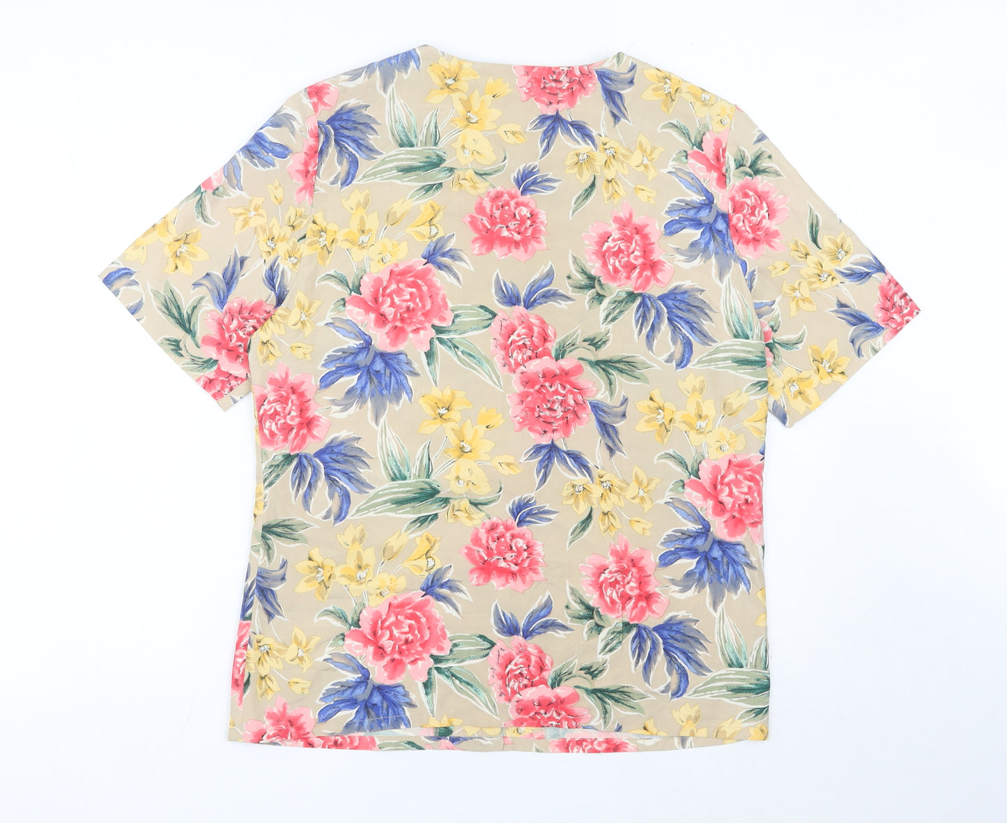 Talbots Womens Multicoloured Floral Silk Blouse Size 8 Short Sleeve