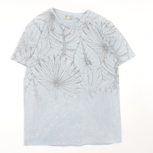 Next Women’s Blue Tropical Print Cotton T-Shirt Size L