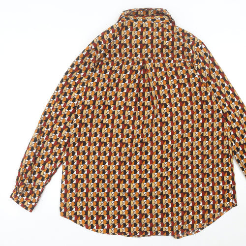 PrettyLittleThing Women’s Multicoloured Geometric Button-Up Shirt UK 8