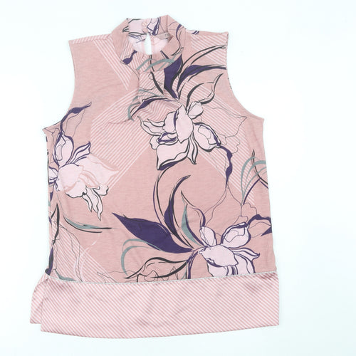 Next Women’s Pink Floral Sleeveless High Neck Blouse UK 12