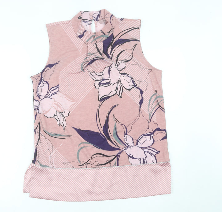 Next Women’s Pink Floral Sleeveless High Neck Blouse UK 12