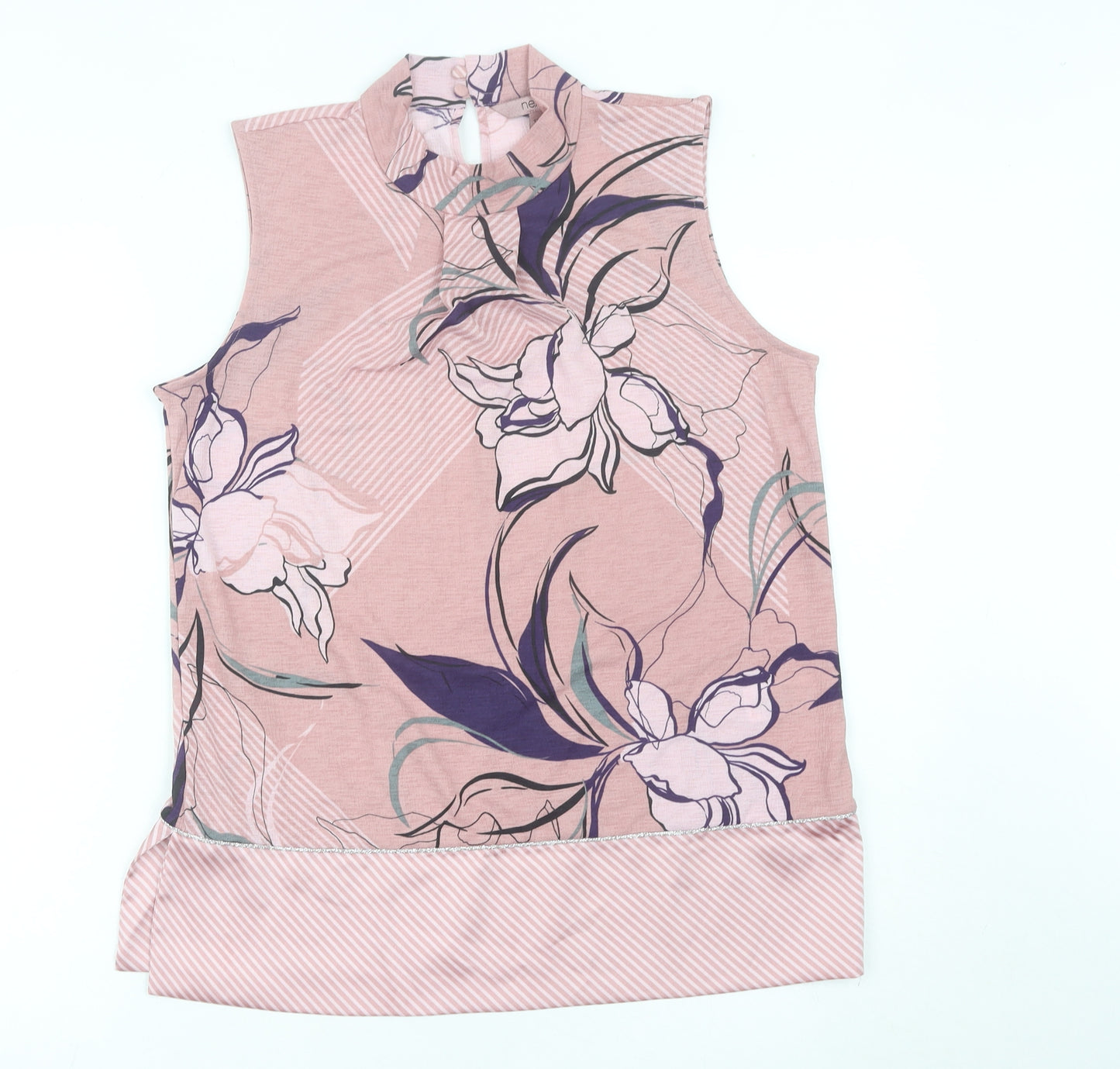 Next Women’s Pink Floral Sleeveless High Neck Blouse UK 12