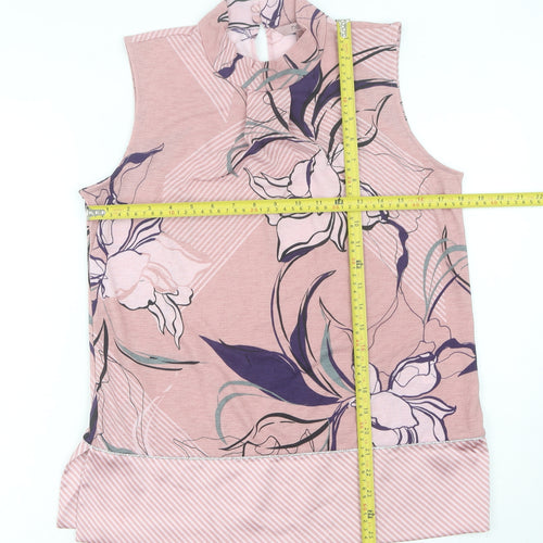Next Women’s Pink Floral Sleeveless High Neck Blouse UK 12