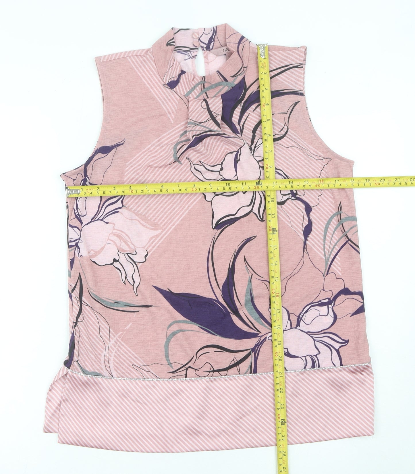 Next Women’s Pink Floral Sleeveless High Neck Blouse UK 12
