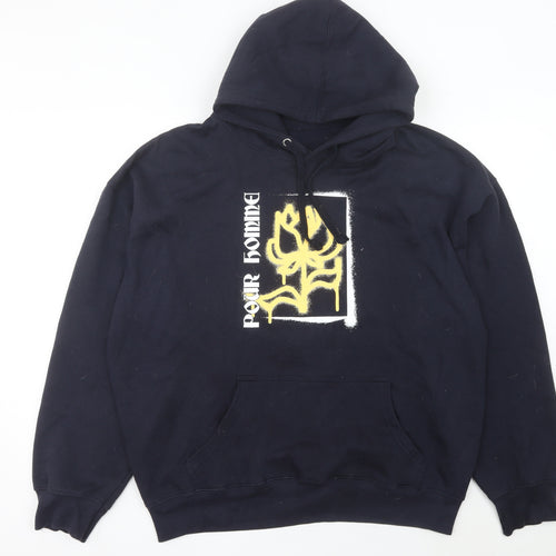 boohooMAN Men’s Black Pullover Hoodie L Graphic Print Logo