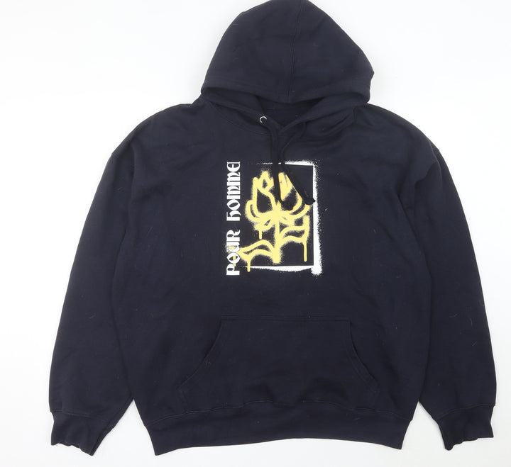 boohooMAN Men’s Black Pullover Hoodie L Graphic Print Logo