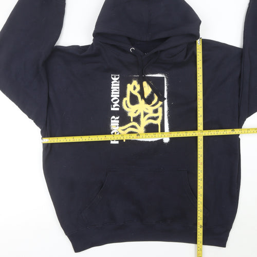 boohooMAN Men’s Black Pullover Hoodie L Graphic Print Logo