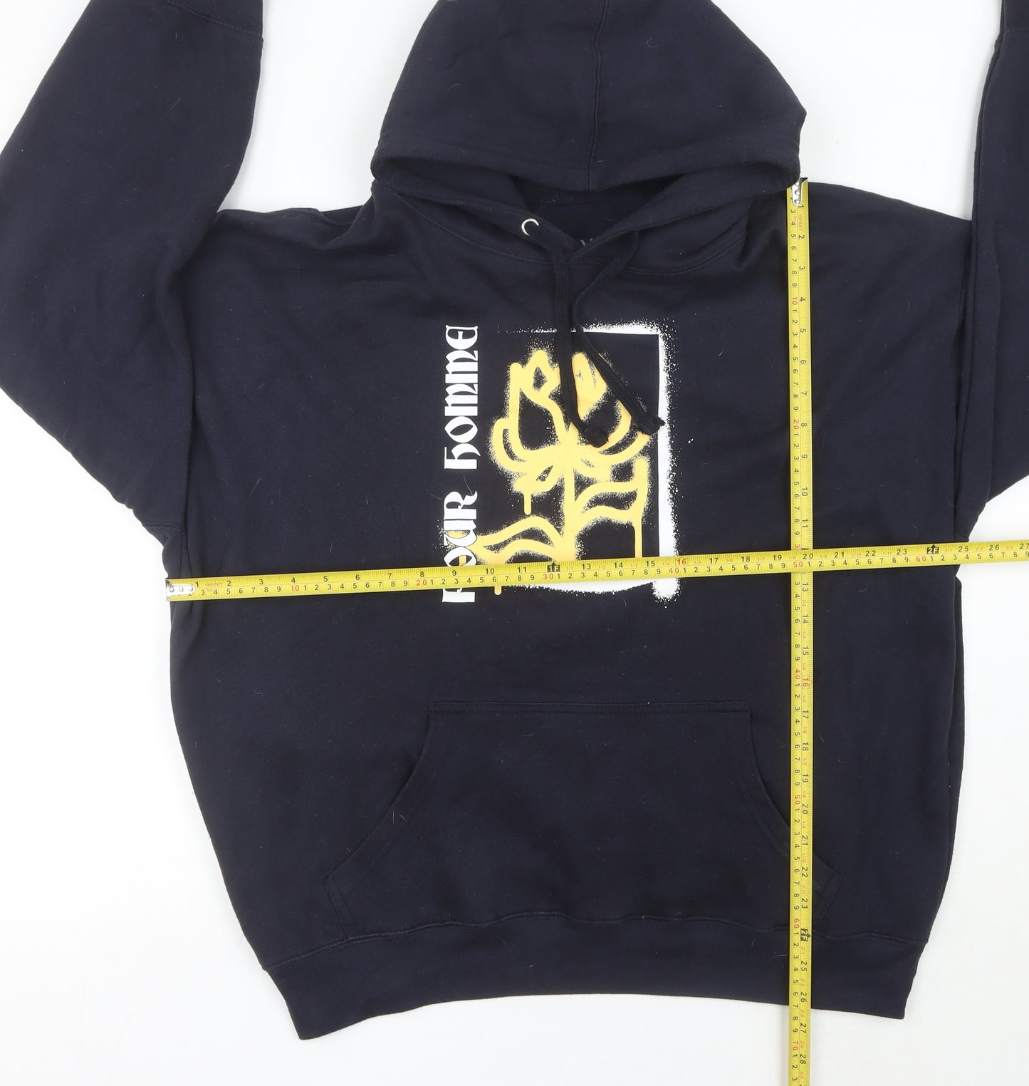 boohooMAN Men’s Black Pullover Hoodie L Graphic Print Logo