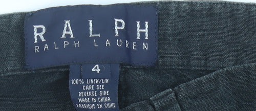 Ralph Lauren Women’s Black Linen Straight Leg Trousers Size 4