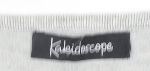 Kaleidoscope Womens Grey Floral Embroidered V-Neck Jumper Size 12