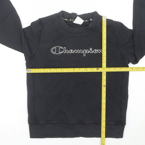 Champion Boys Black Medium Pullover Sweatshirt Crew Neck Logo Graphic