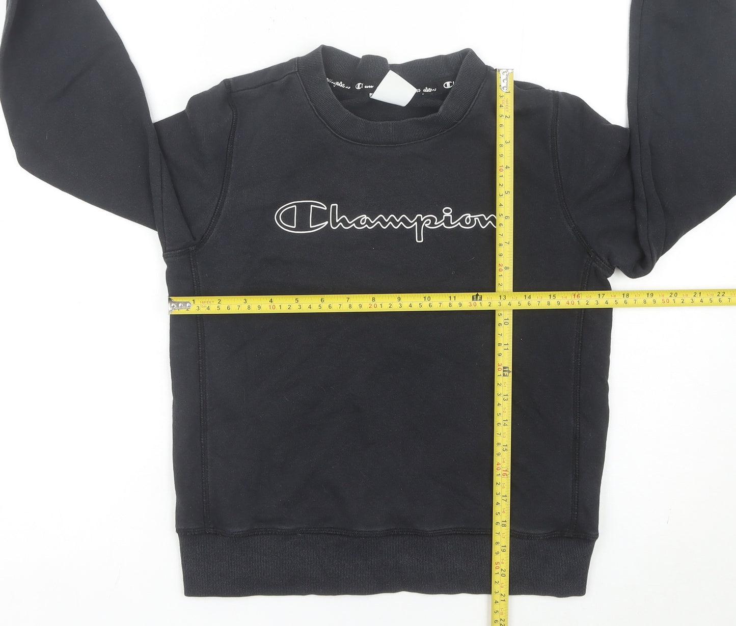 Champion Boys Black Medium Pullover Sweatshirt Crew Neck Logo Graphic