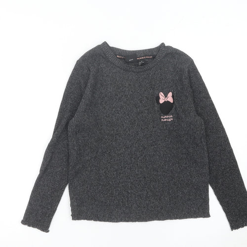 Disney Women’s Grey Minnie Mouse Long Sleeve T-Shirt Size 12/14
