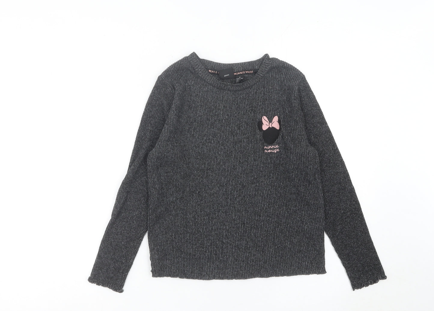 Disney Women’s Grey Minnie Mouse Long Sleeve T-Shirt Size 12/14