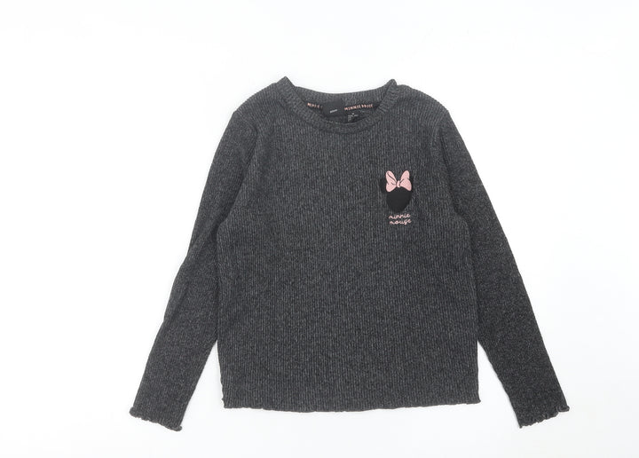Disney Women’s Grey Minnie Mouse Long Sleeve T-Shirt Size 12/14