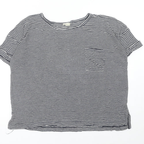 Club Monaco Women’s Black Striped Rayon T-Shirt M Casual