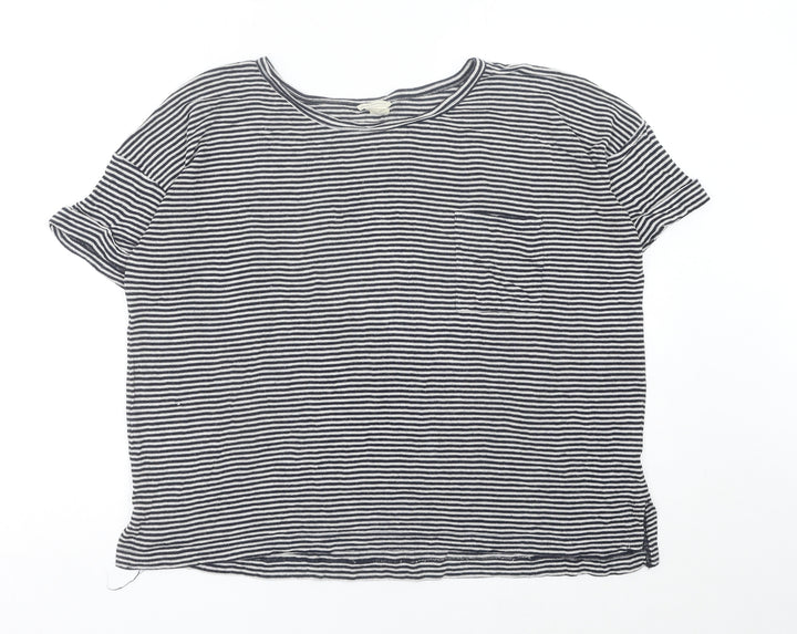 Club Monaco Women’s Black Striped Rayon T-Shirt M Casual
