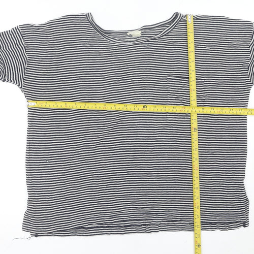 Club Monaco Women’s Black Striped Rayon T-Shirt M Casual