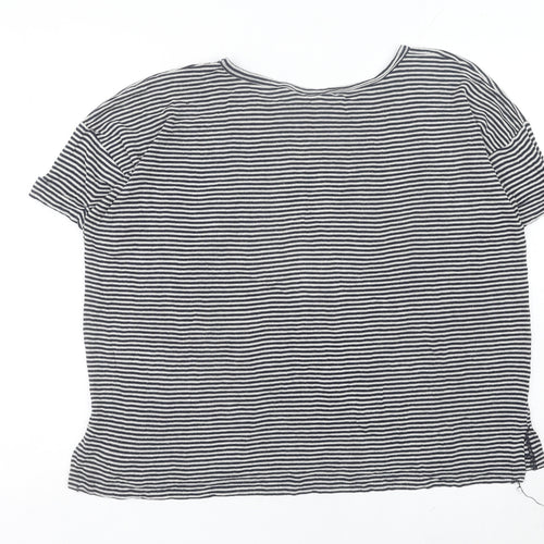 Club Monaco Women’s Black Striped Rayon T-Shirt M Casual