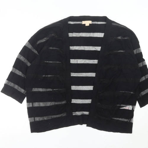 Plum Tree Womens Black Striped Open Knit Cardigan Size 18