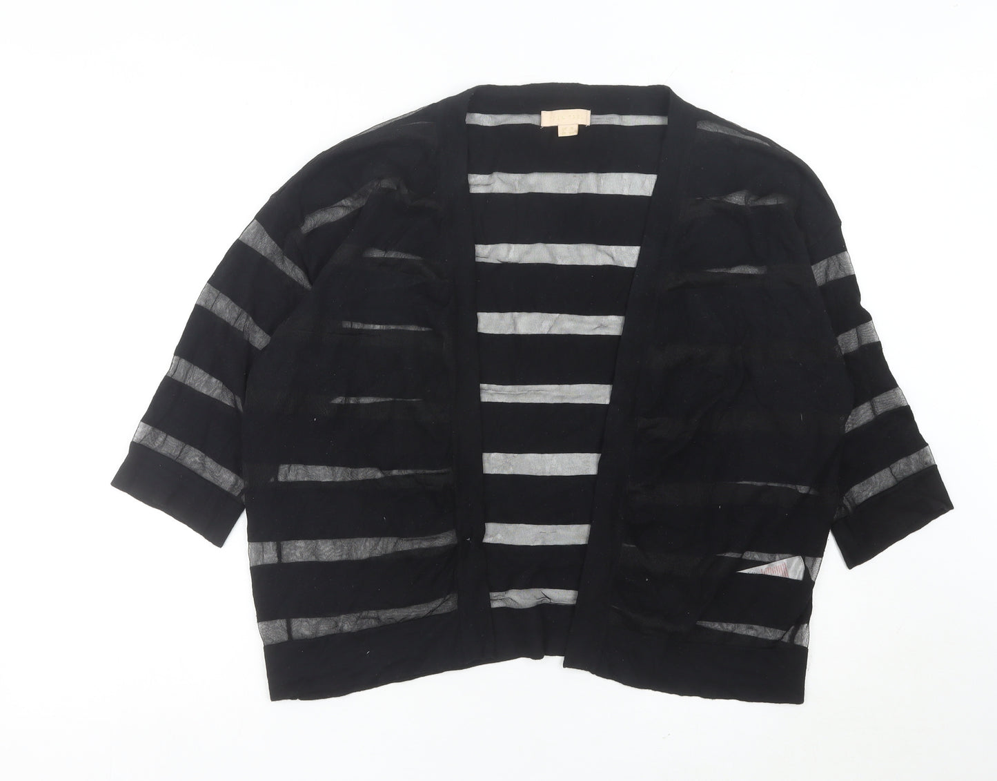 Plum Tree Womens Black Striped Open Knit Cardigan Size 18