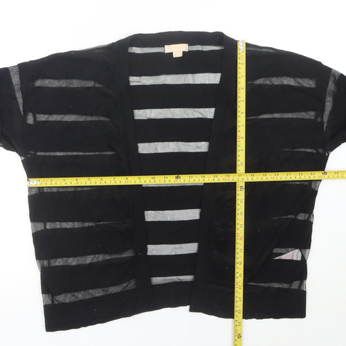 Plum Tree Womens Black Striped Open Knit Cardigan Size 18