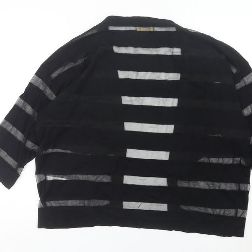 Plum Tree Womens Black Striped Open Knit Cardigan Size 18