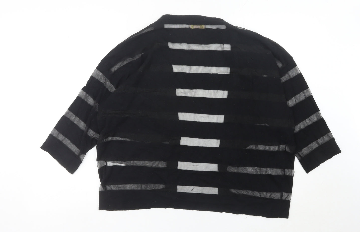 Plum Tree Womens Black Striped Open Knit Cardigan Size 18