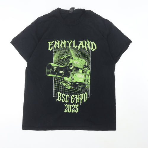 Gildan Men's Black Large Graphic Print Crew Neck T-Shirt