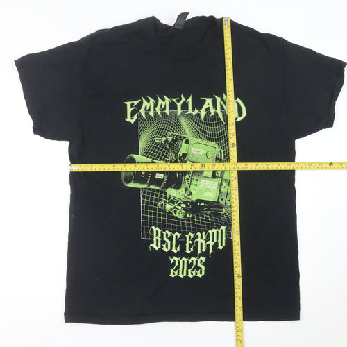 Gildan Men's Black Large Graphic Print Crew Neck T-Shirt