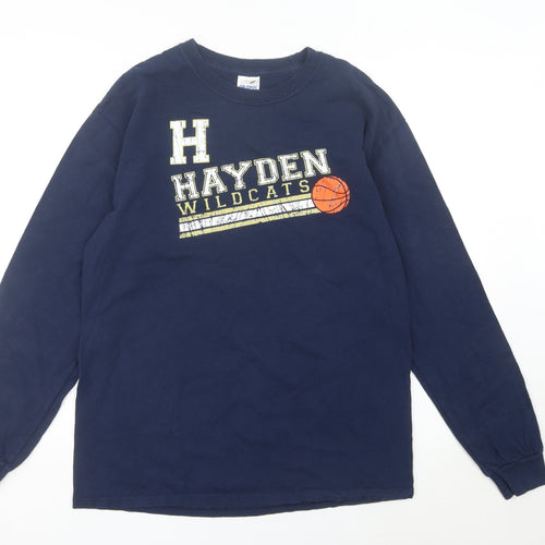 Gildan Men’s Blue Long Sleeve Hayden Wildcats Graphic T-Shirt Size M