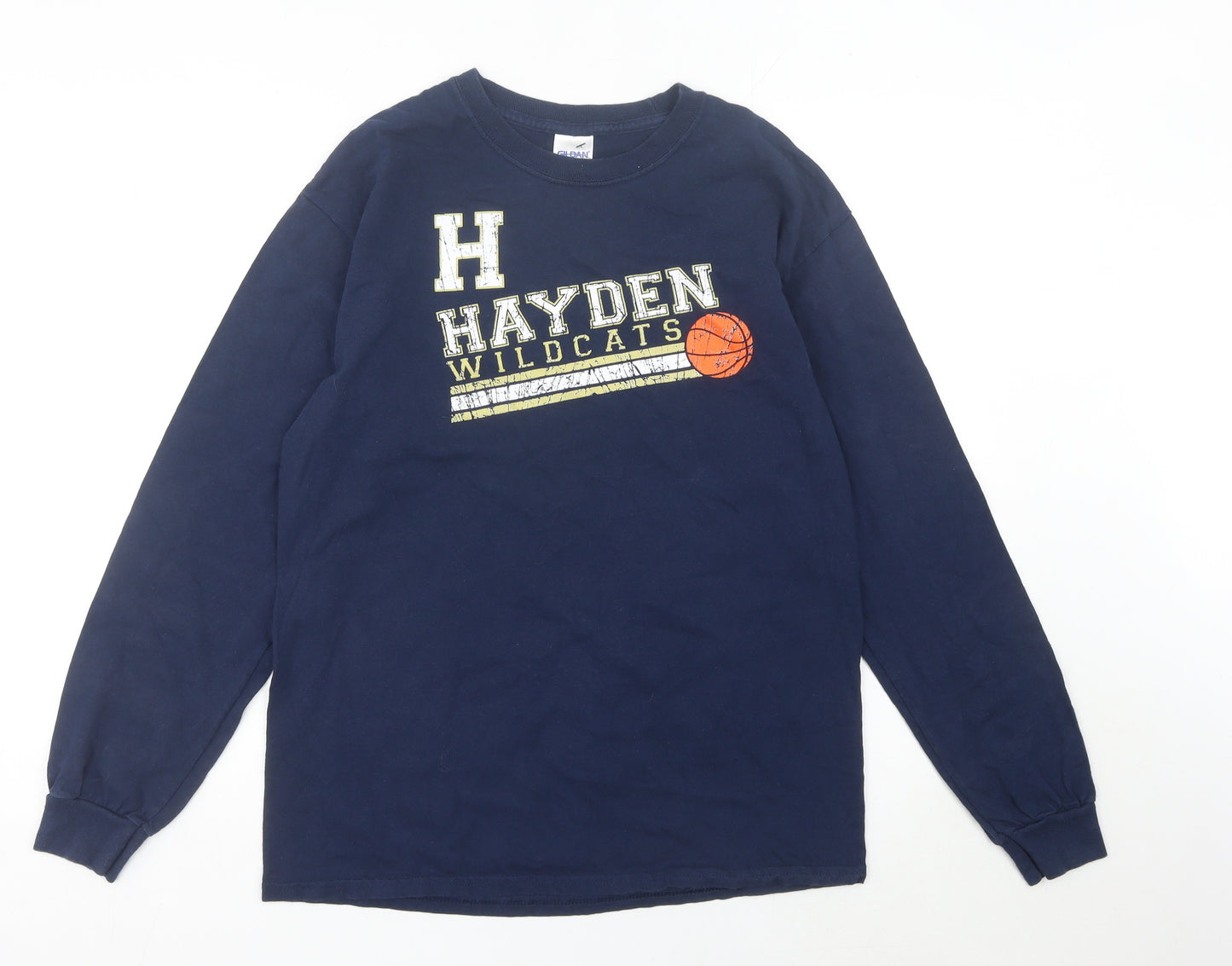 Gildan Men’s Blue Long Sleeve Hayden Wildcats Graphic T-Shirt Size M