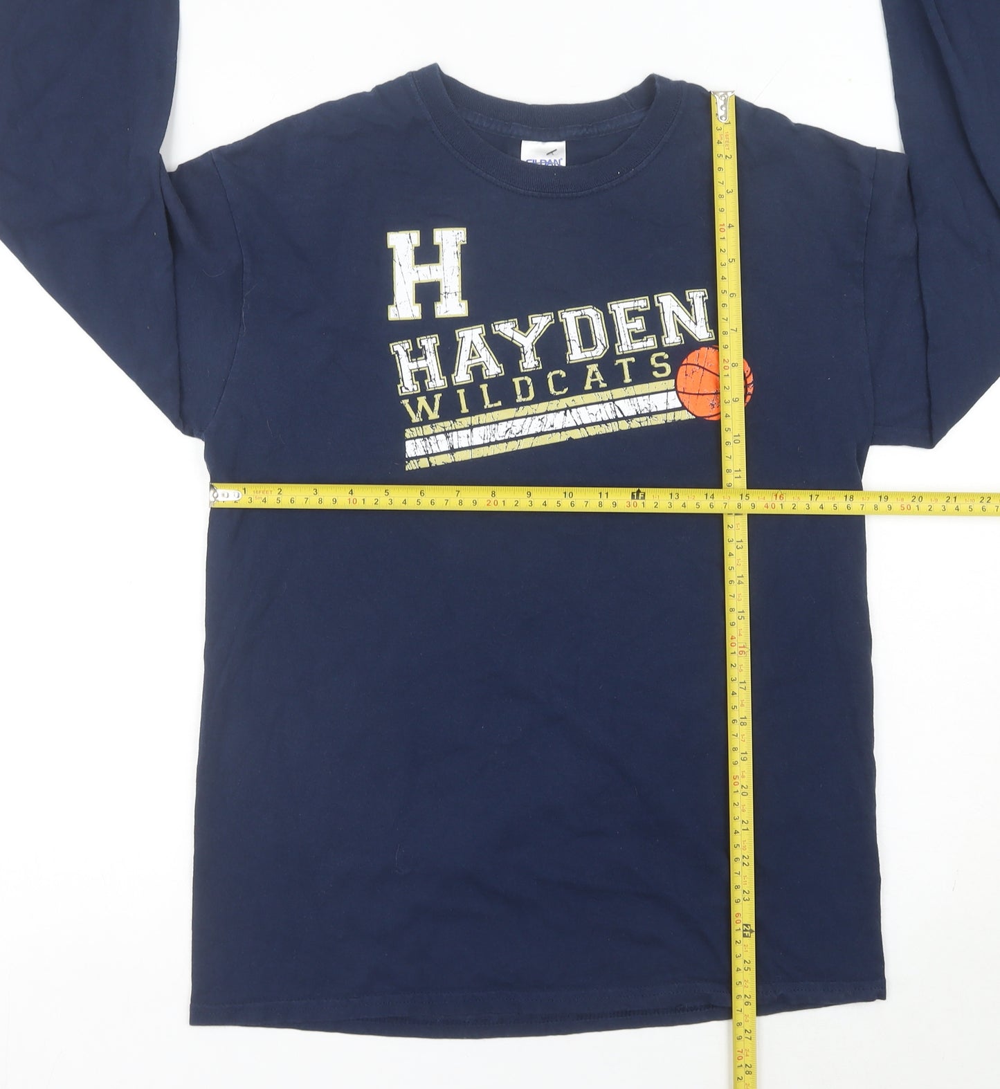 Gildan Men’s Blue Long Sleeve Hayden Wildcats Graphic T-Shirt Size M