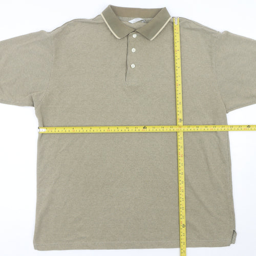 Marks & Spencer Men’s Beige Polo Shirt Medium St Michael Cotton Blend