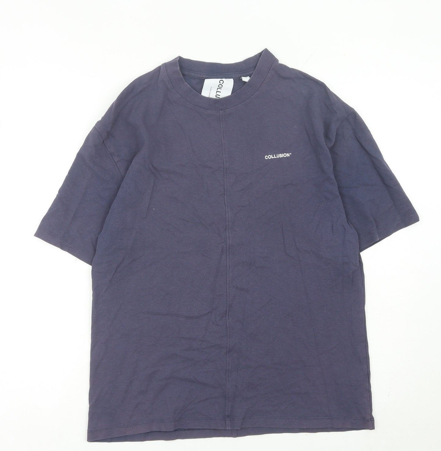 Collusion Men’s Blue XS Crew Neck Cotton T-Shirt
