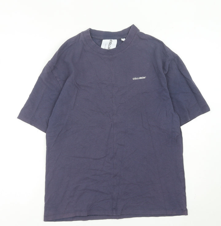 Collusion Men’s Blue XS Crew Neck Cotton T-Shirt