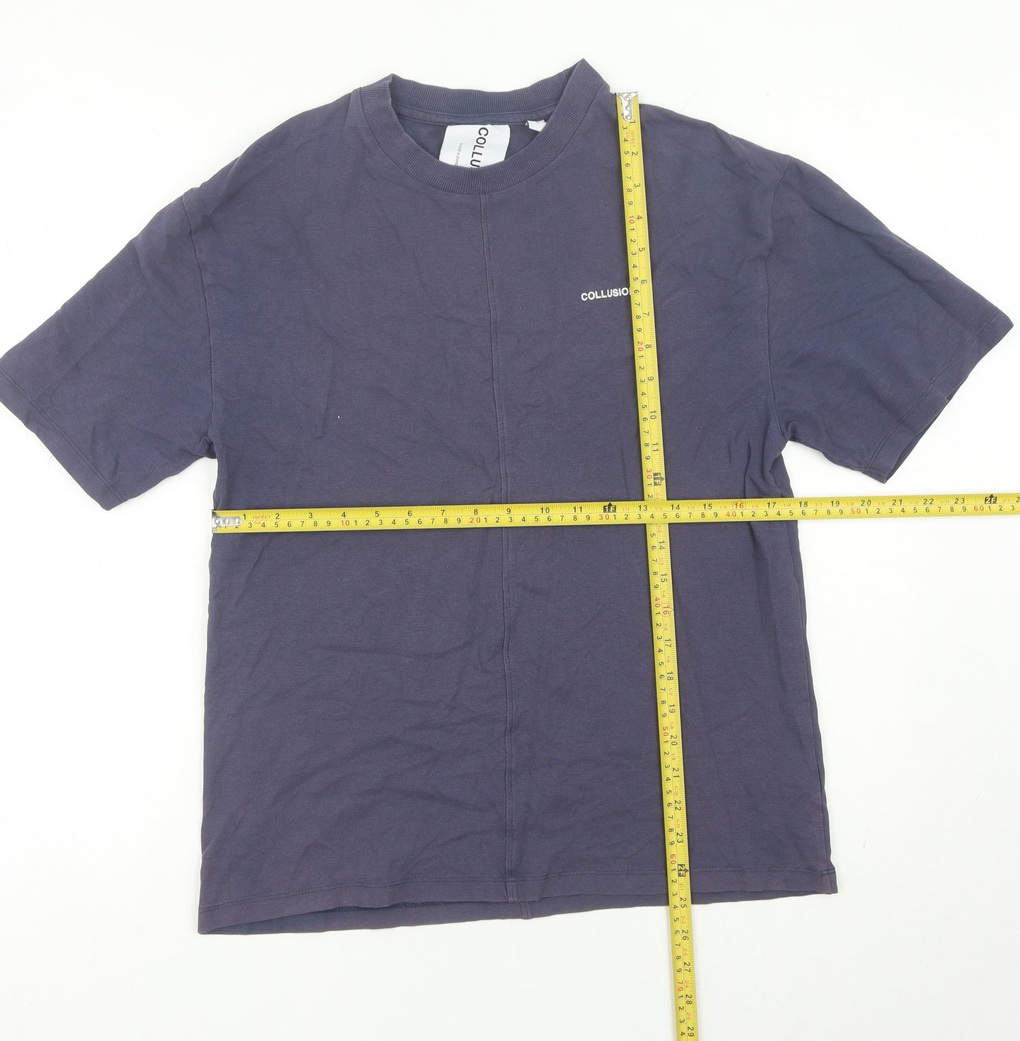 Collusion Men’s Blue XS Crew Neck Cotton T-Shirt