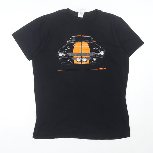 Gildan Men’s Black Medium Car Graphic T-Shirt Crew Neck Cotton