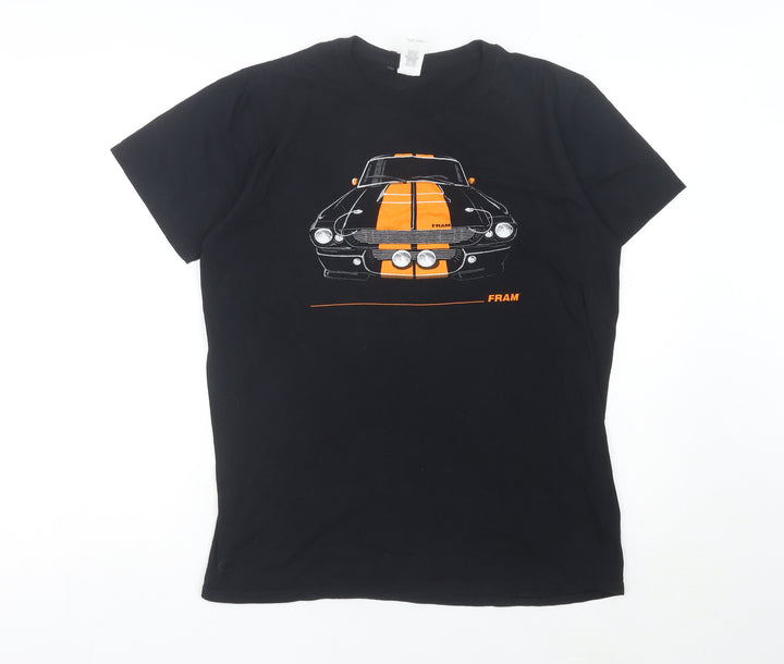 Gildan Men’s Black Medium Car Graphic T-Shirt Crew Neck Cotton