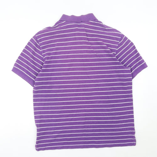 Marks and Spencer Men’s Purple Striped Polo Shirt Size M Cotton