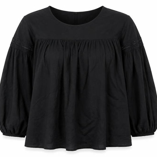 River Island Women’s Black Embroidered Boho Blouse Size 14 V-Neck
