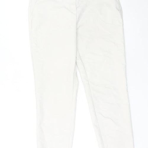 H&M Women Ivory Chino Trousers Size 12 Straight Leg Workwear