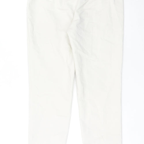 H&M Women Ivory Chino Trousers Size 12 Straight Leg Workwear