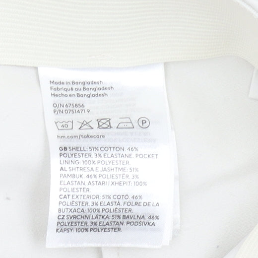 H&M Women Ivory Chino Trousers Size 12 Straight Leg Workwear